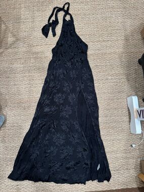 Black Floral Halter Maxi Dress